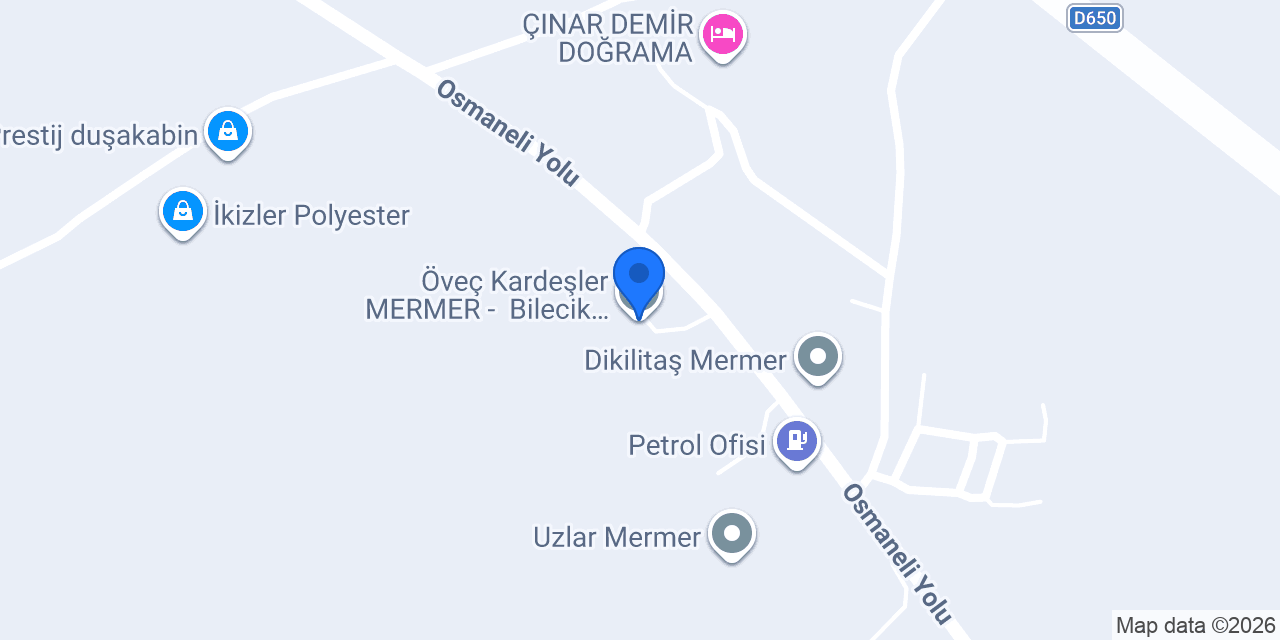 Öveç Kardeşler MERMER - Bilecik Şubesi konumu