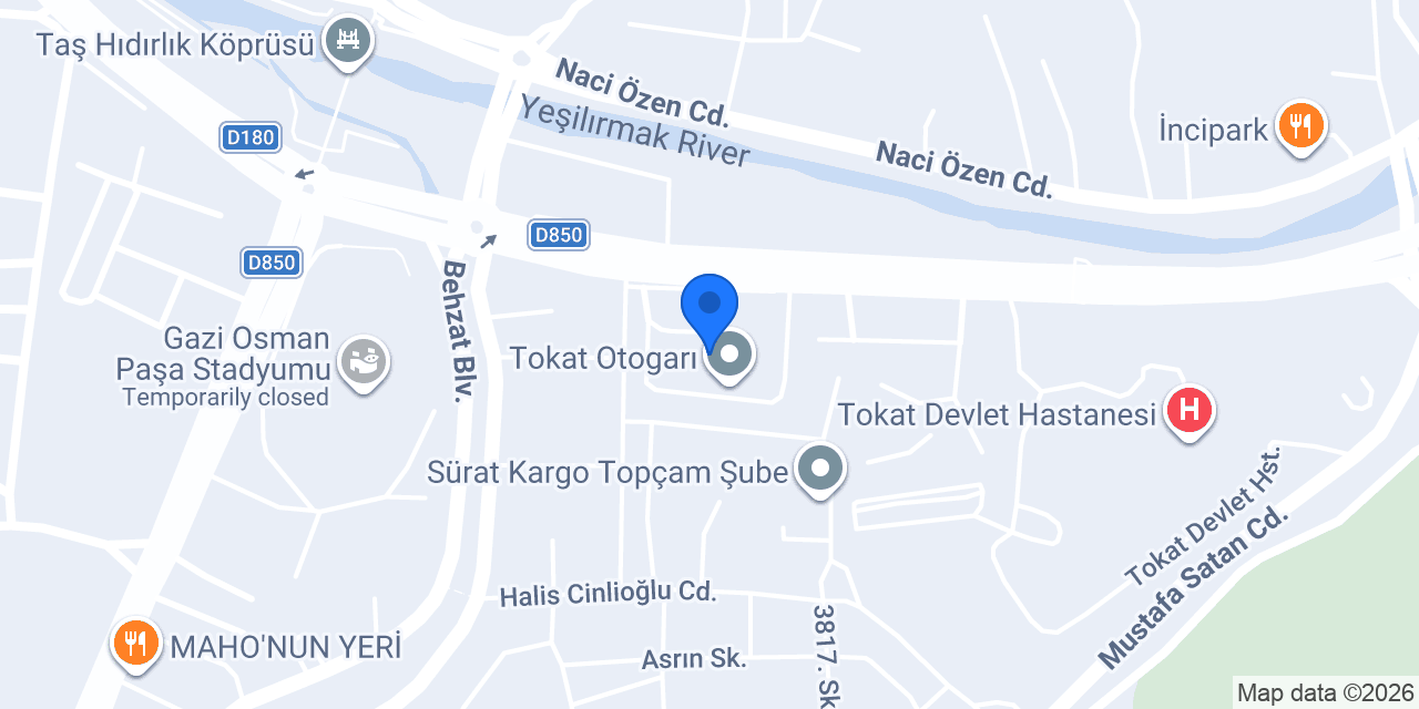 Tokat Belediyesi Otobüs Terminali konumu