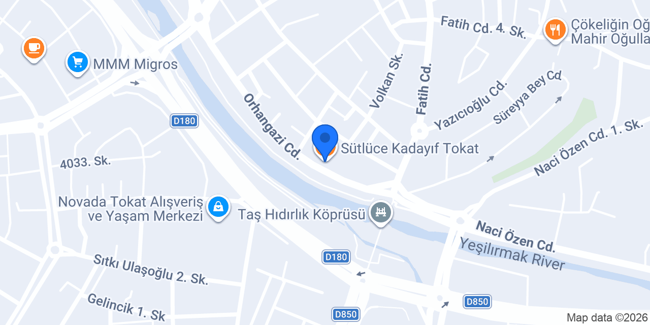 Sütlüce Kadayıf Tokat konumu