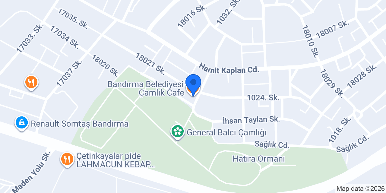 Bandırma Belediyesi Çamlık Cafe konumu