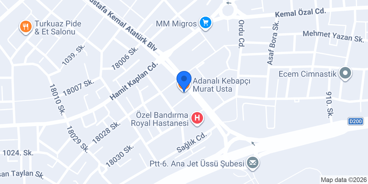 Adanalı Kebapçı Murat Usta konumu