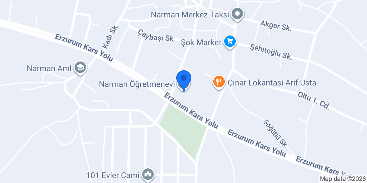 Narman Öğretmenevi konumu