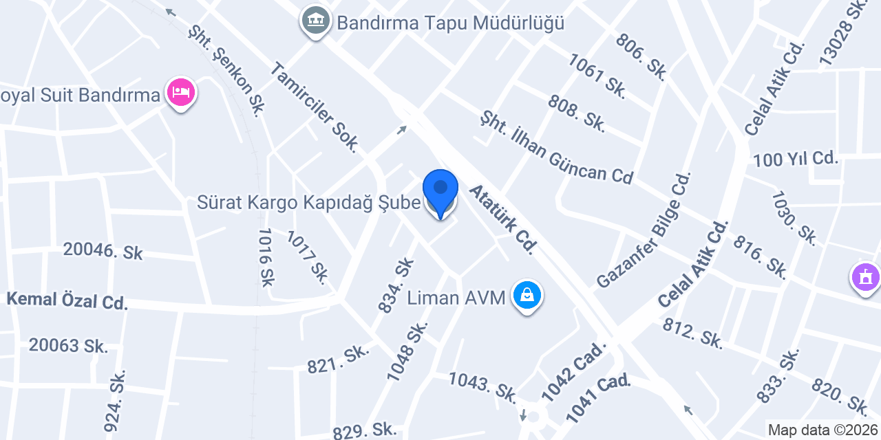 Sürat Kargo Kapıdağ Şube konumu