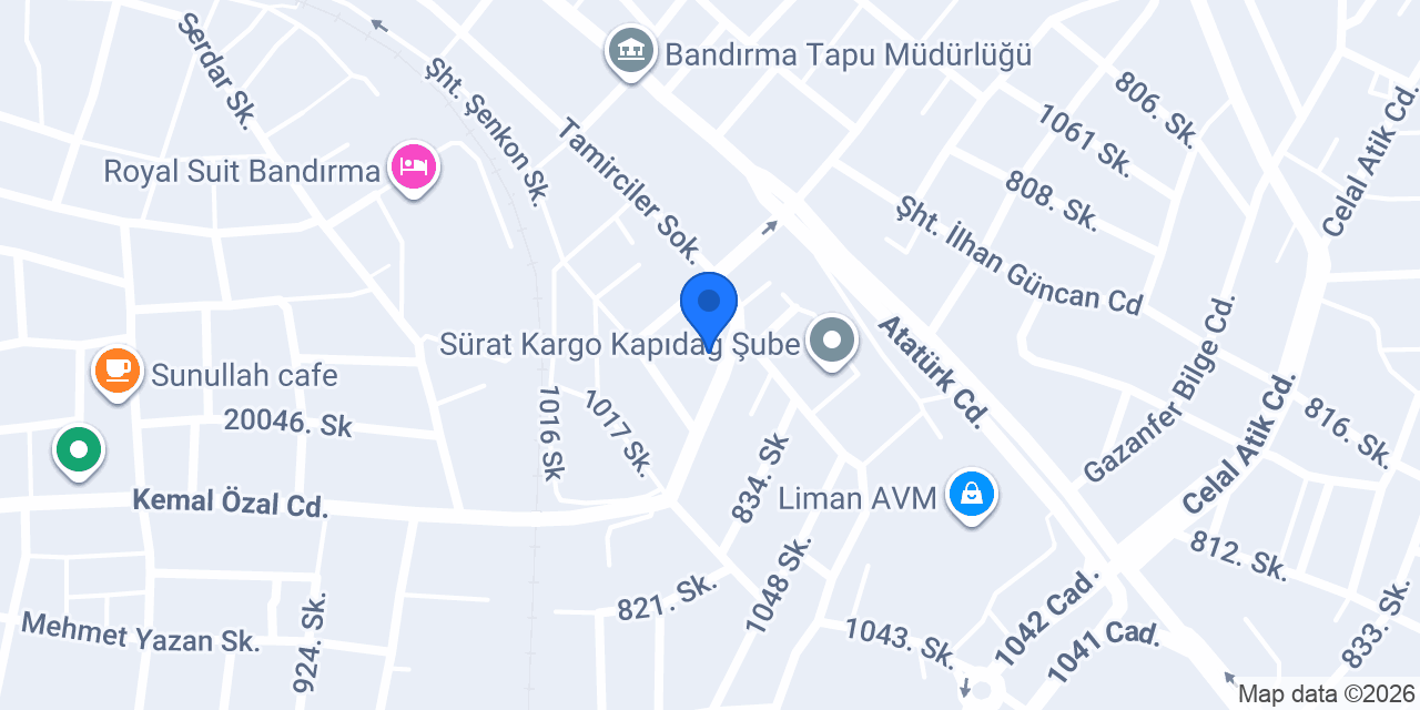 Yurtiçi Kargo Bandırma konumu