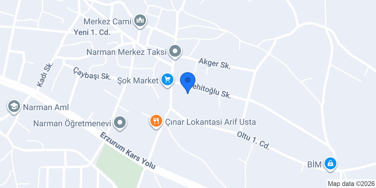Narman Belediyesi konumu