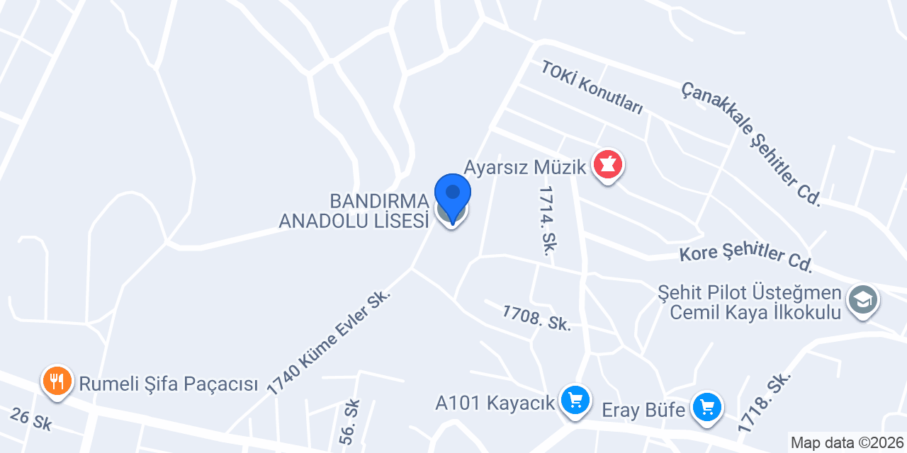 BANDIRMA ANADOLU LİSESİ konumu
