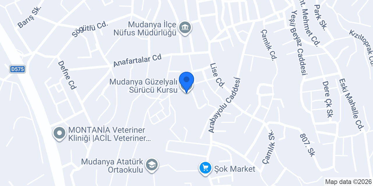 Mudanya Güzelyalı Sürücü Kursu konumu