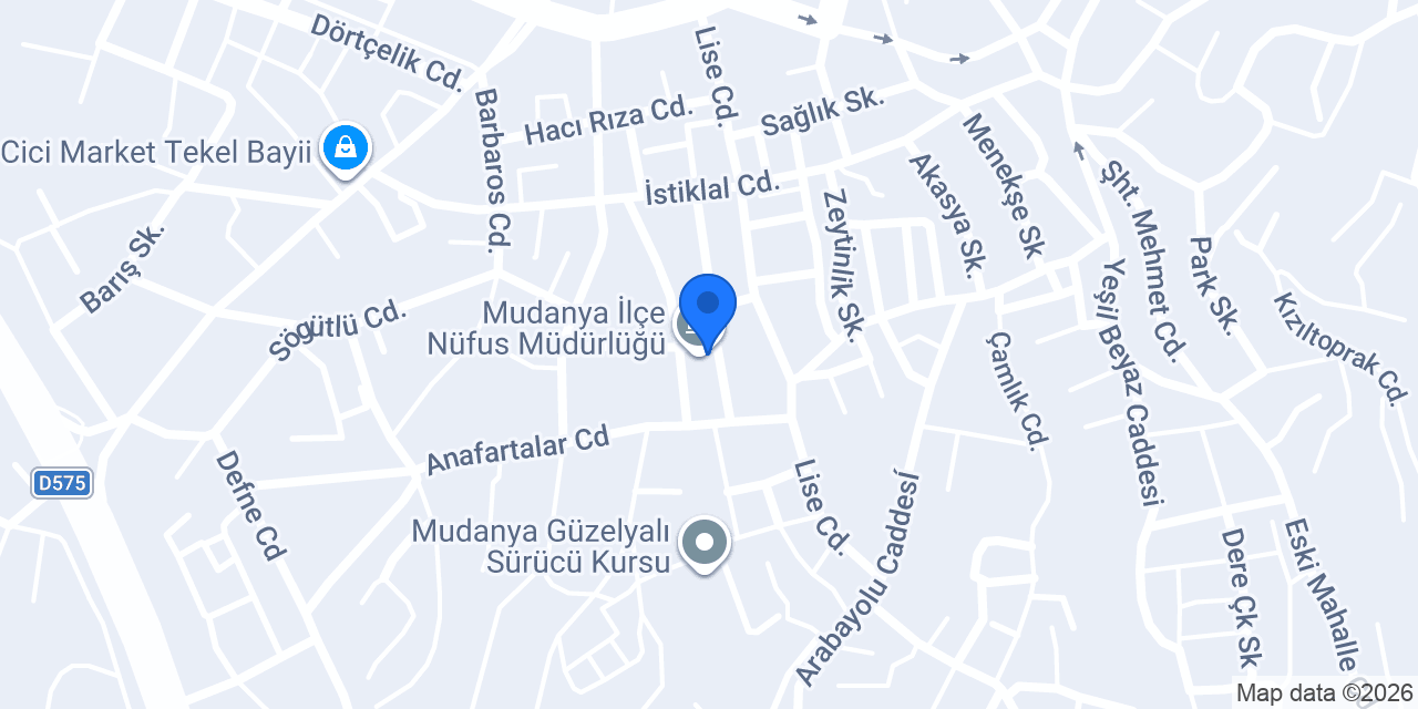 Mudanya İlçe Nüfus Müdürlüğü konumu