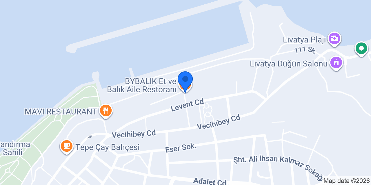 BYBALIK Et ve Balık Aile Restoranı konumu