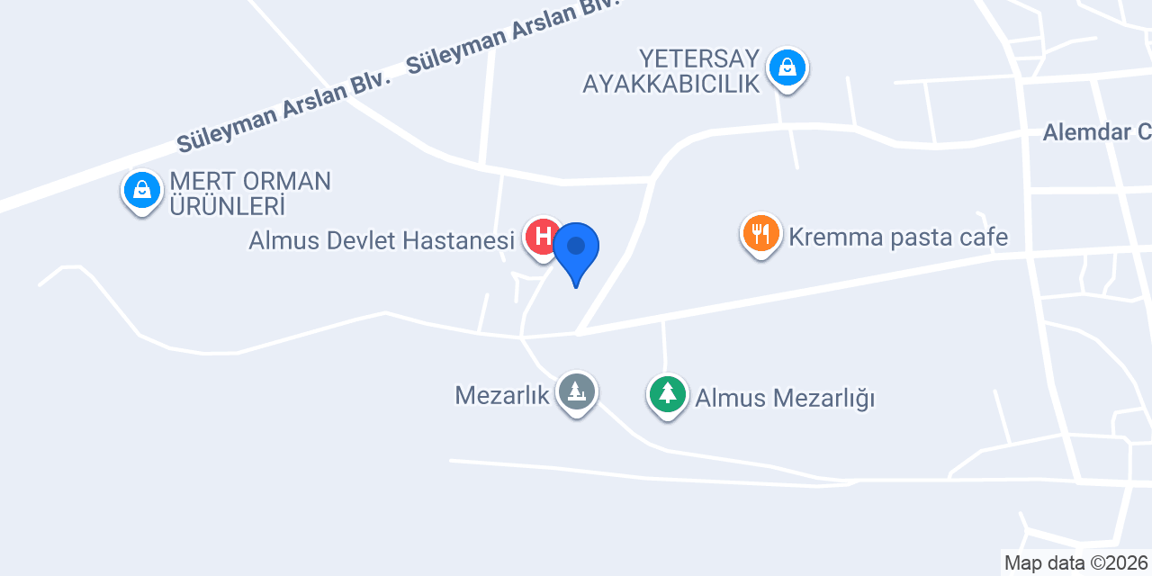 ALMUS DEVLET HASTANESİ SATIN ALMA konumu