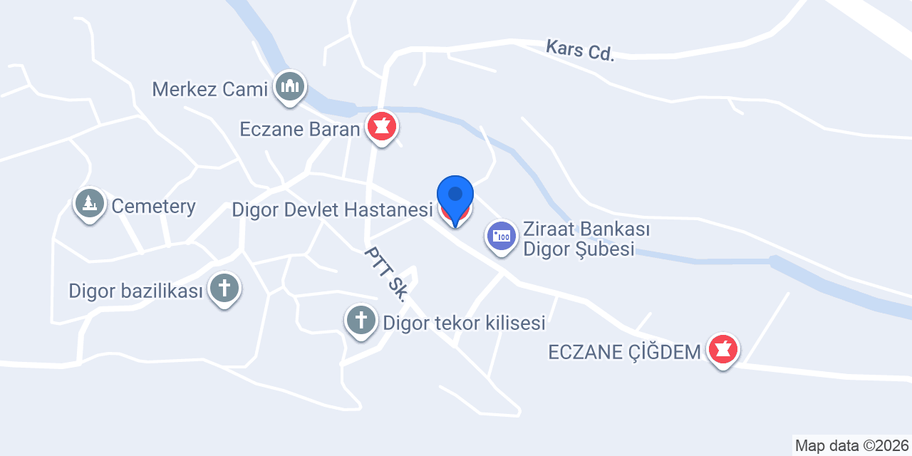 Digor Devlet Hastanesi konumu