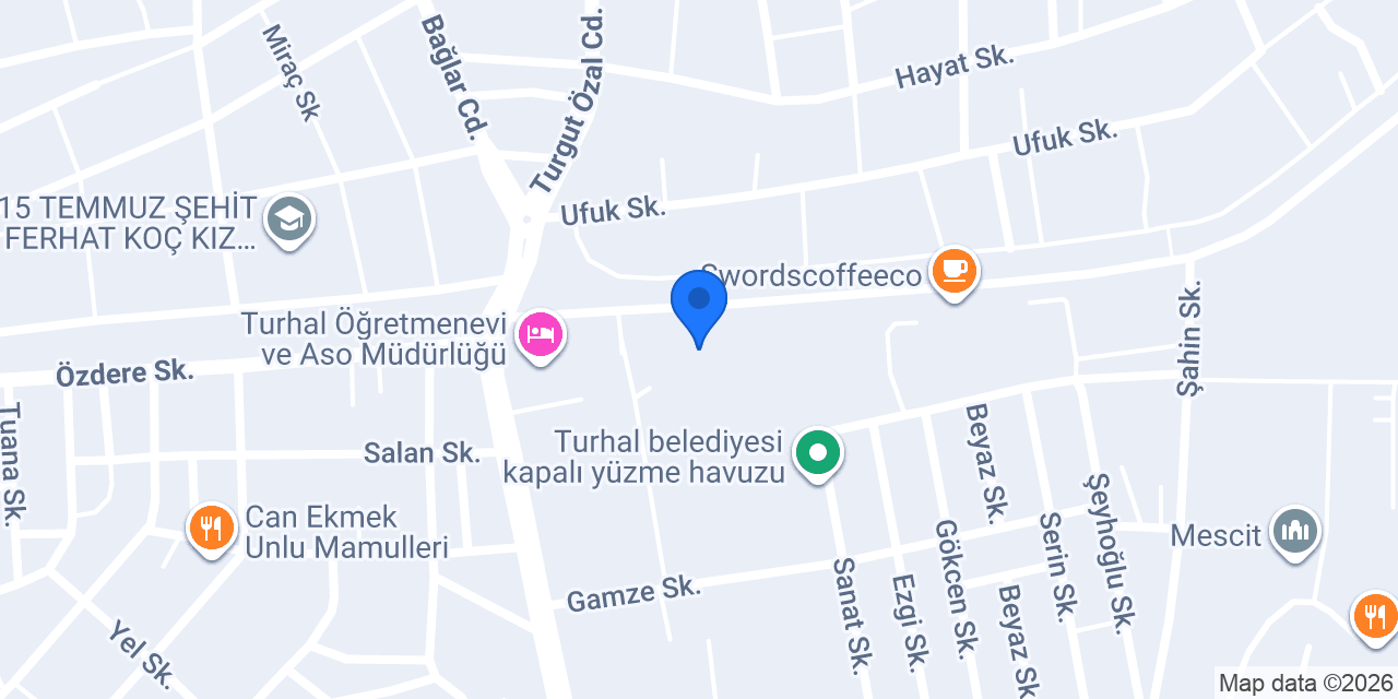 Turhal Şeker Fen Lisesi konumu
