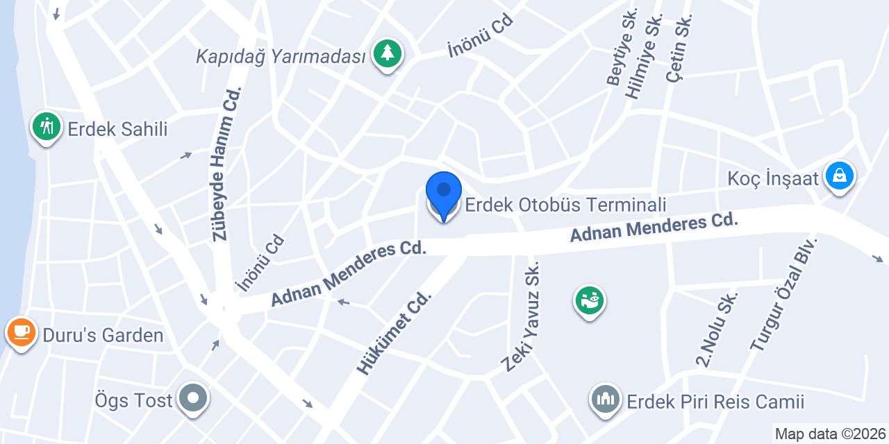 Erdek Otobüs Terminali konumu