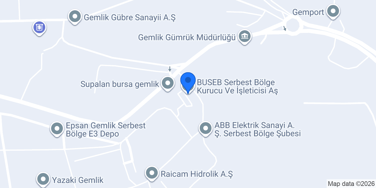 BUSEB Serbest Bölge Kurucu Ve İşleticisi Aş konumu