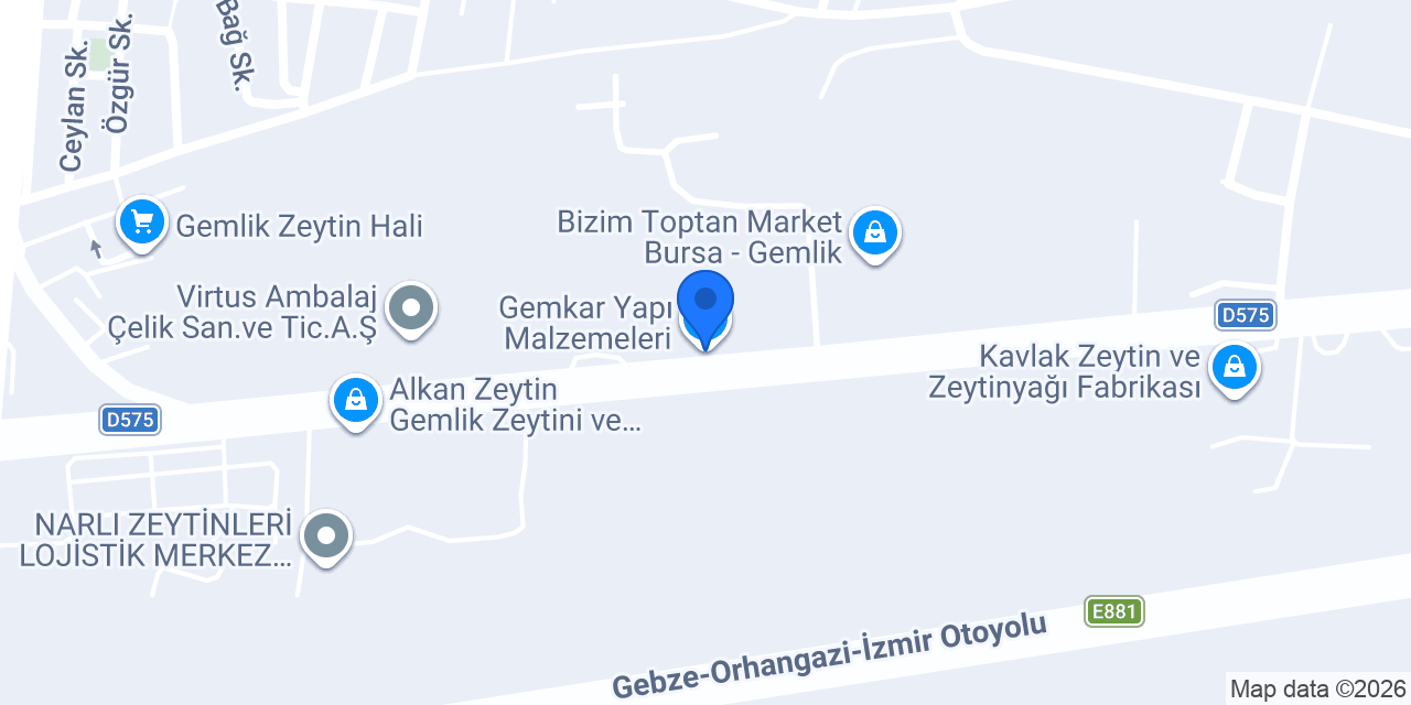 Gemkar Yapı Malzemeleri konumu