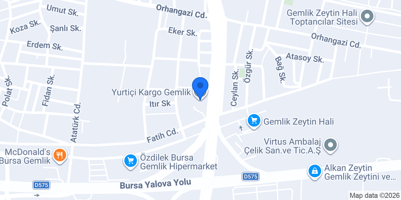 Yurtiçi Kargo Gemlik konumu