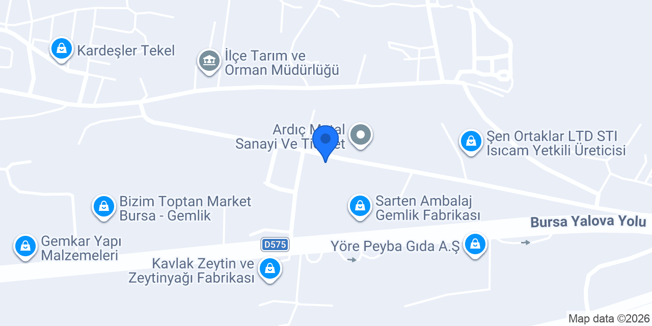 Sarten Ambalaj Gemlik Fabrikası konumu