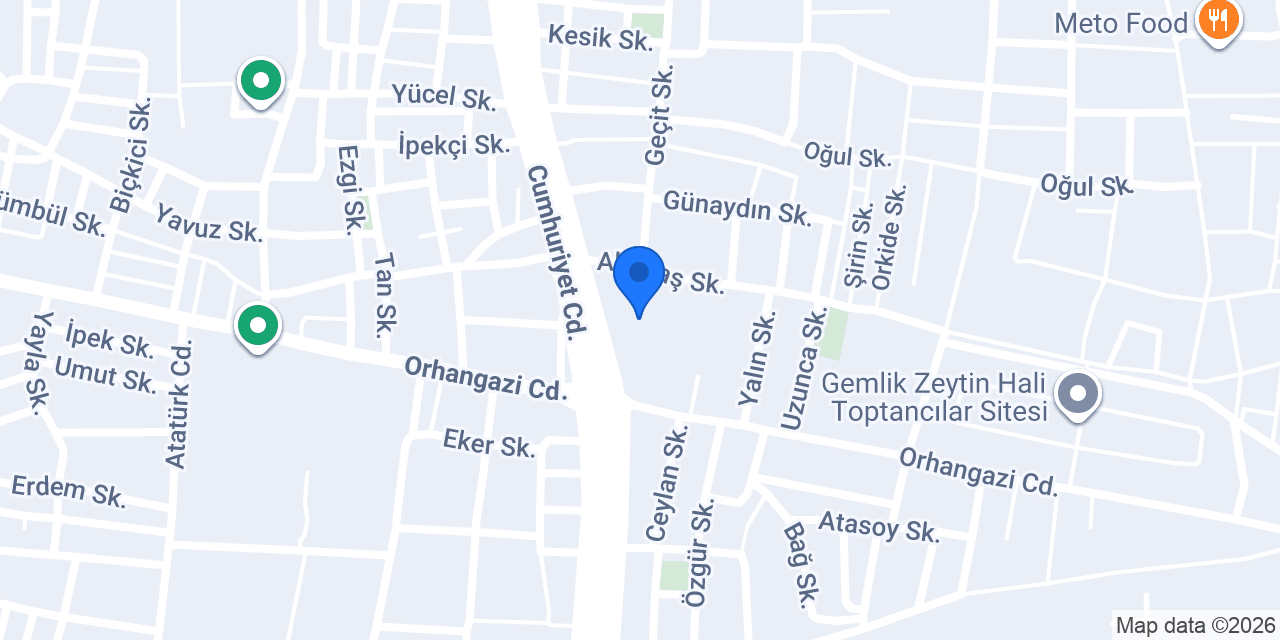 Gemlik Yataş Bedding Bulutoğlu konumu