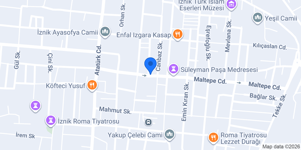 Çinili Konak Iznik konumu