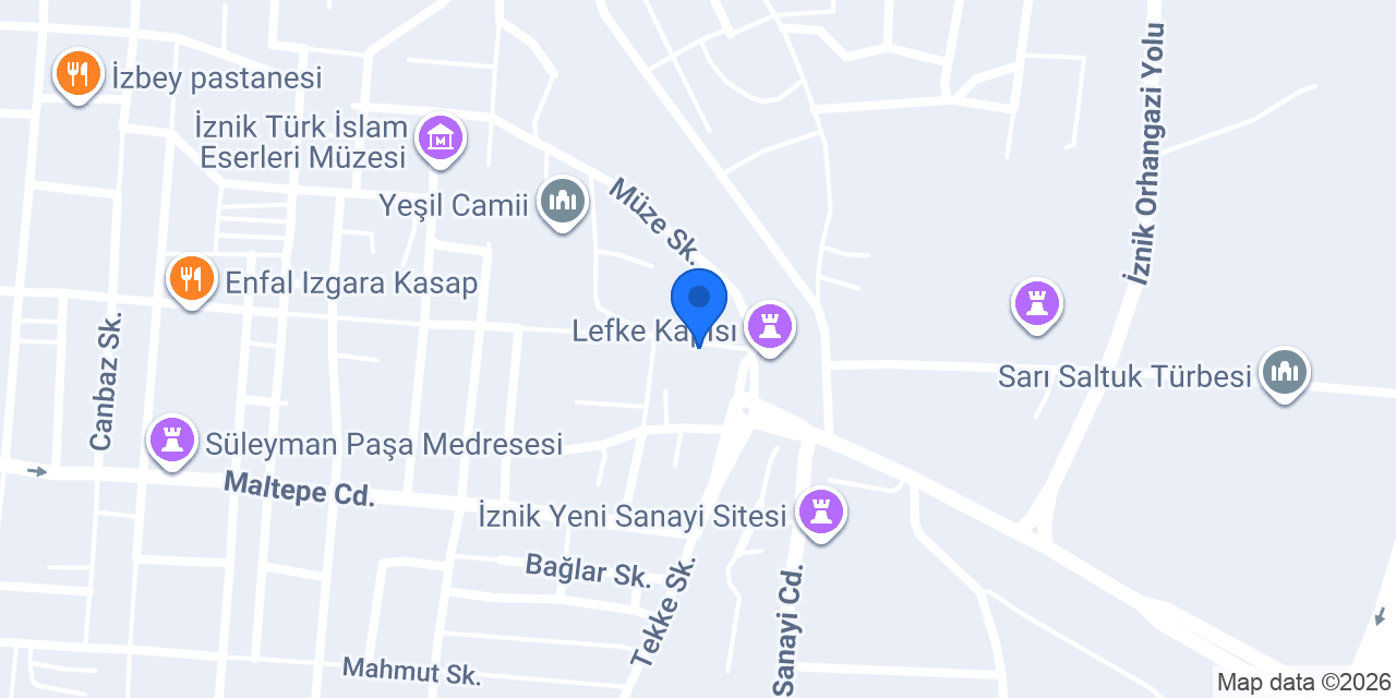 iznik Poyraz çini konumu