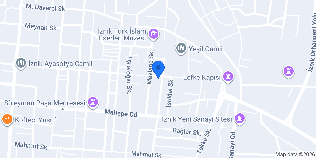 İznik Yağmur Çini konumu