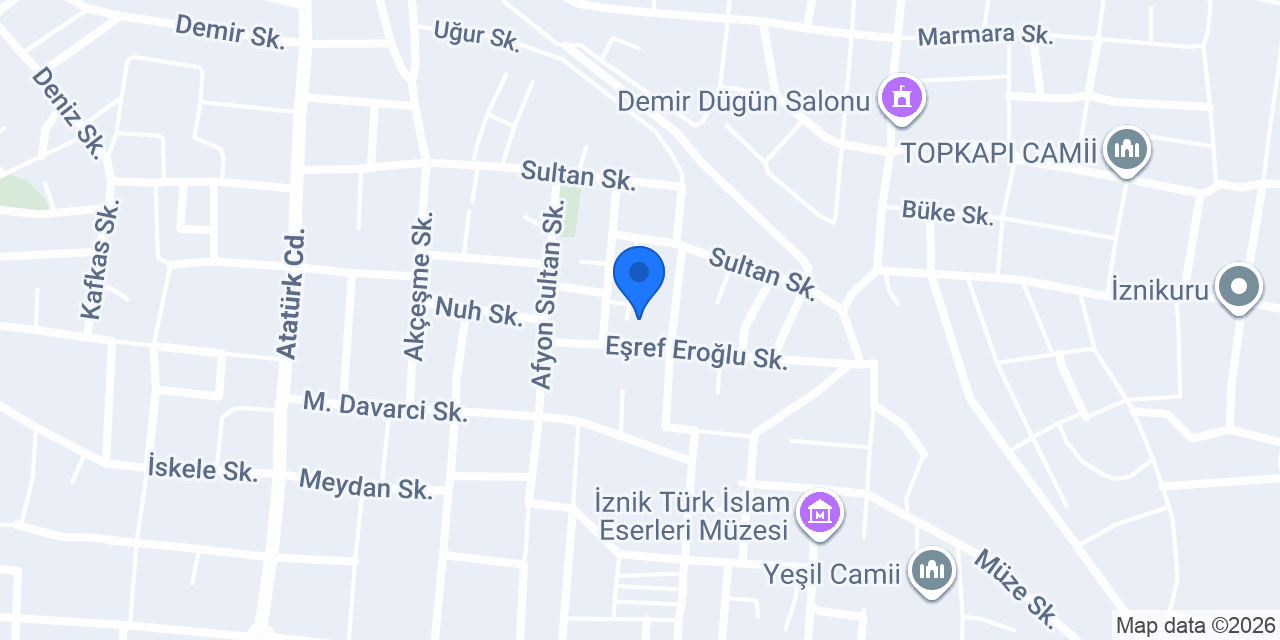 İznik Çini Eşref Eroğlu Atölyesi konumu