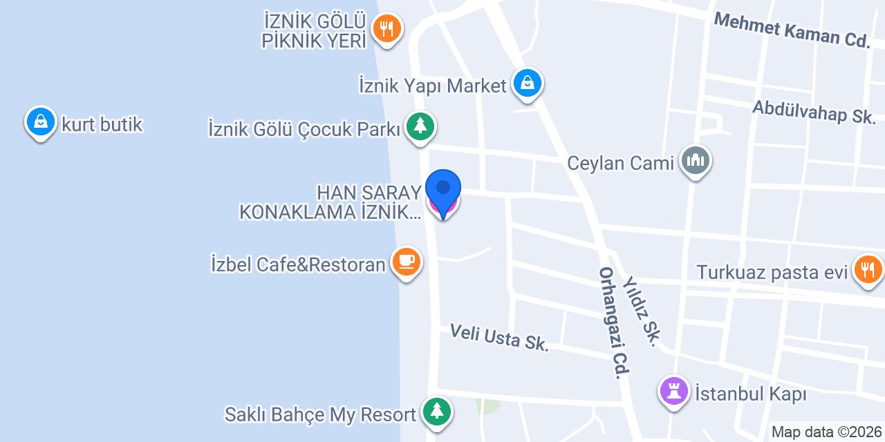 HAN SARAY KONAKLAMA İZNİK BUNGALOV konumu