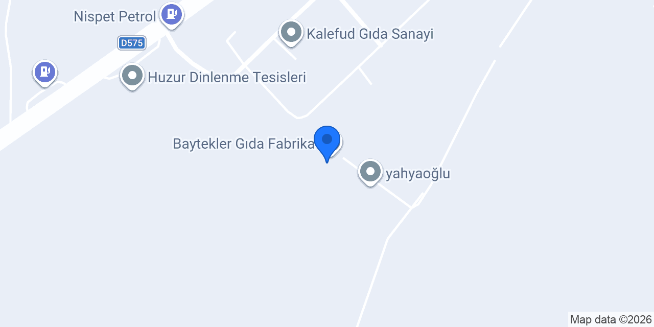Baytekler Gıda Fabrika konumu