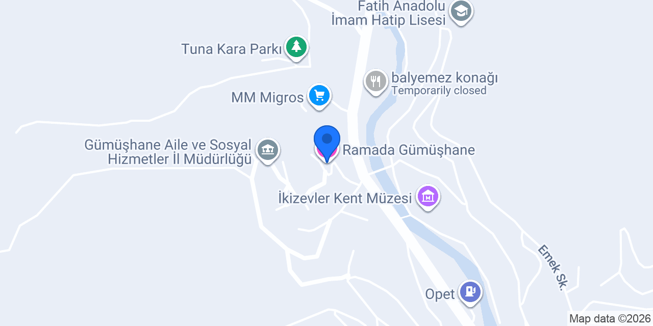 Ramada Gümüşhane konumu