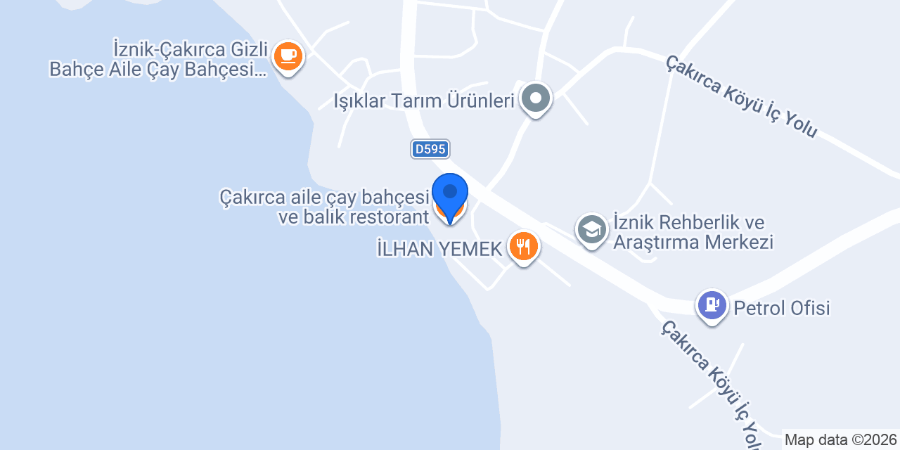 Çakırca aile çay bahçesi ve balık restorant konumu
