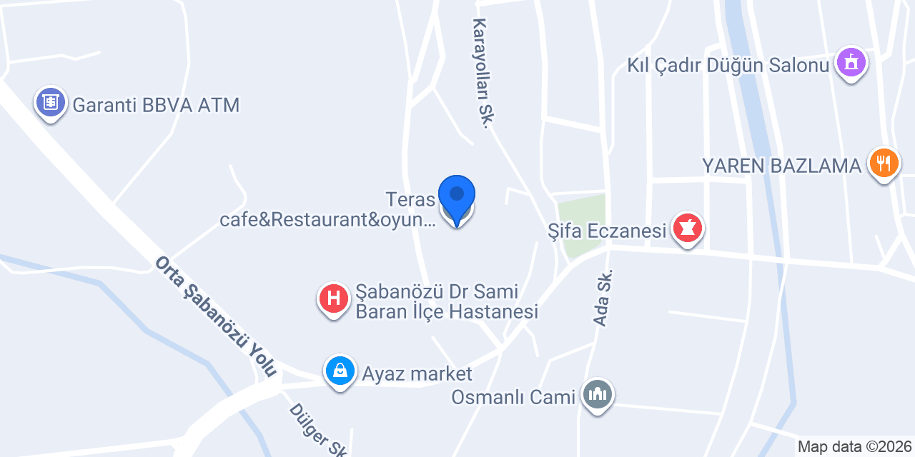 Teras cafe&Restaurant&oyun salonu konumu