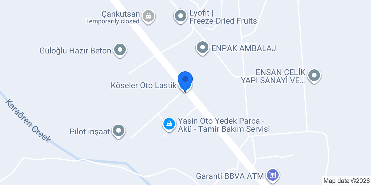 Köseler Oto Lastik konumu