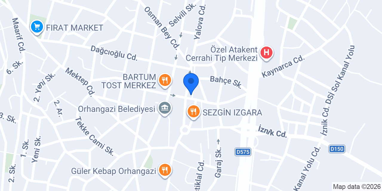 Yapı Kredi - Orhangazi Şubesi konumu