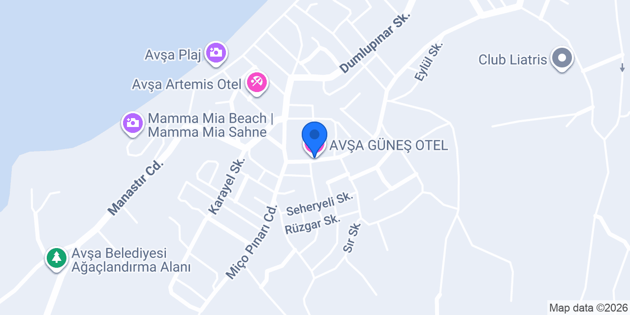 AVŞA GÜNEŞ OTEL konumu