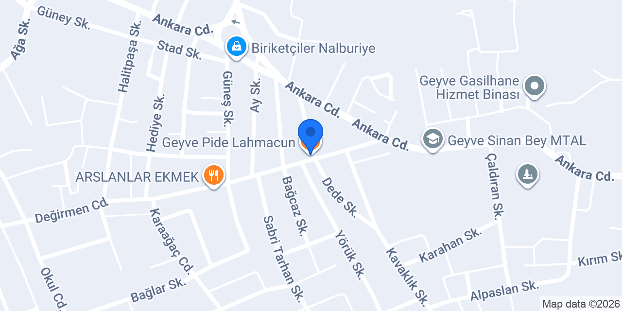 Geyve Pide Lahmacun konumu