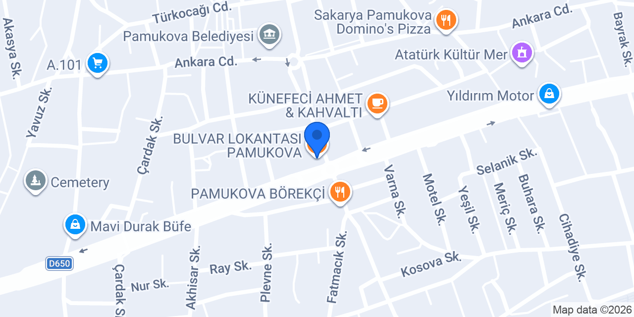BULVAR LOKANTASI PAMUKOVA konumu