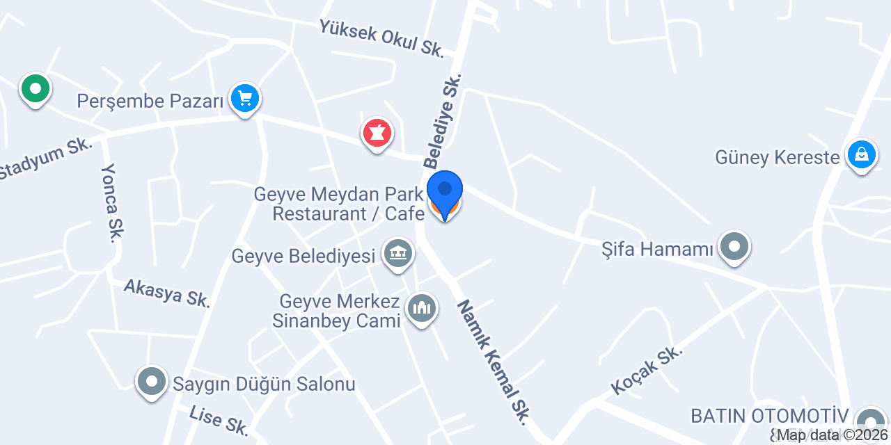 Geyve Meydan Park Restaurant / Cafe konumu