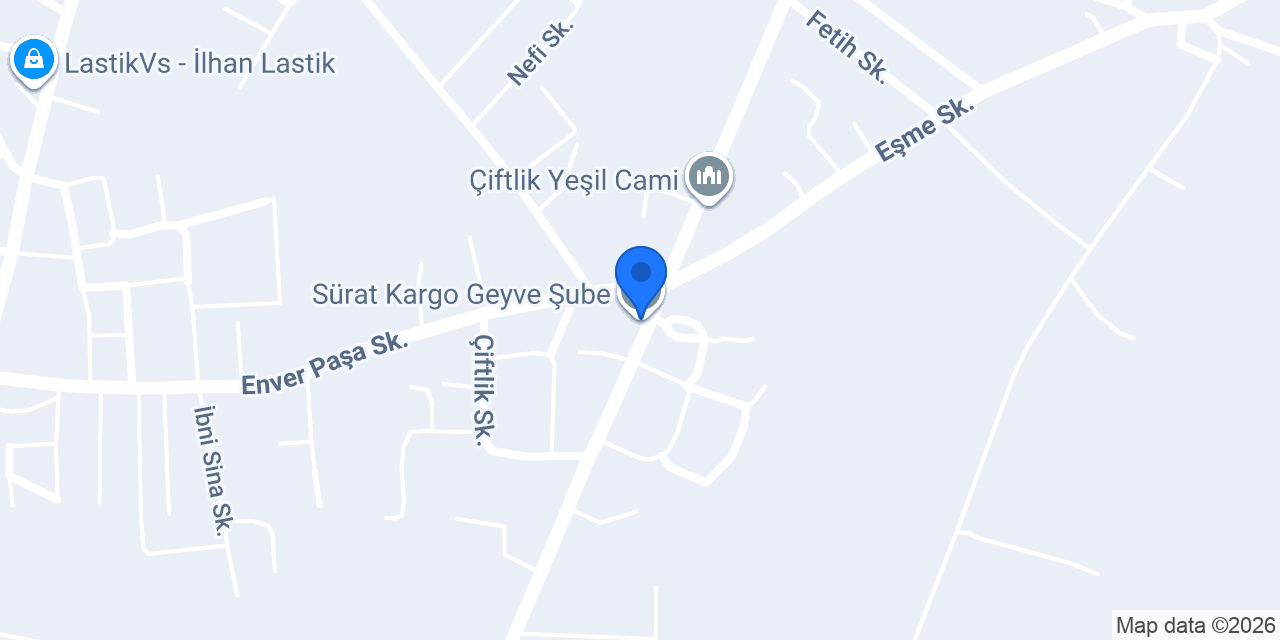 Sürat Kargo Geyve Şube konumu