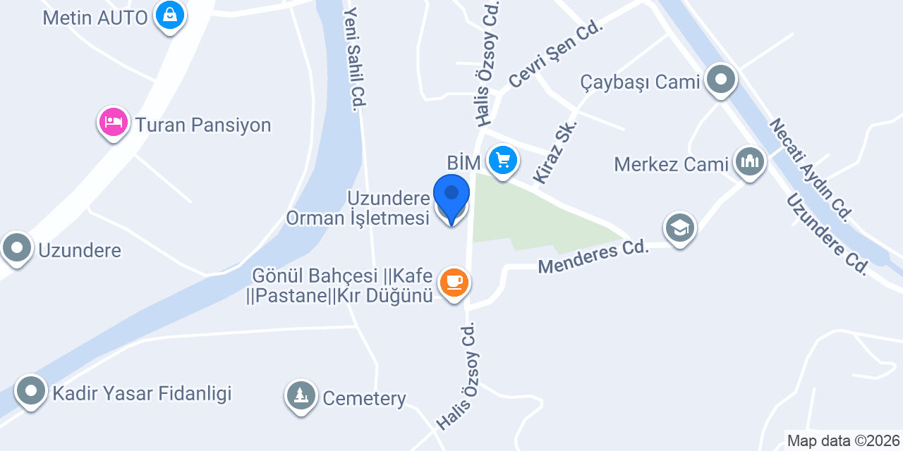 Uzundere Orman İşletmesi konumu