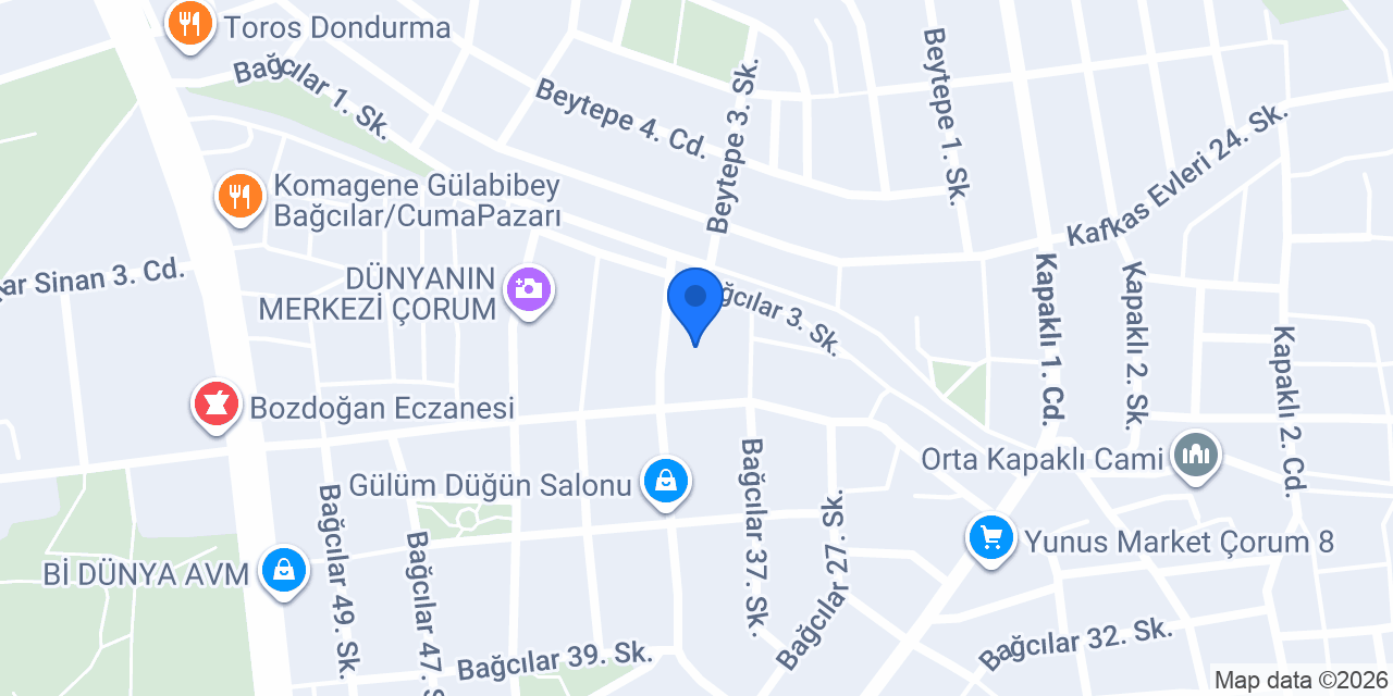 Çorum mini ekskavatör kepçe konumu
