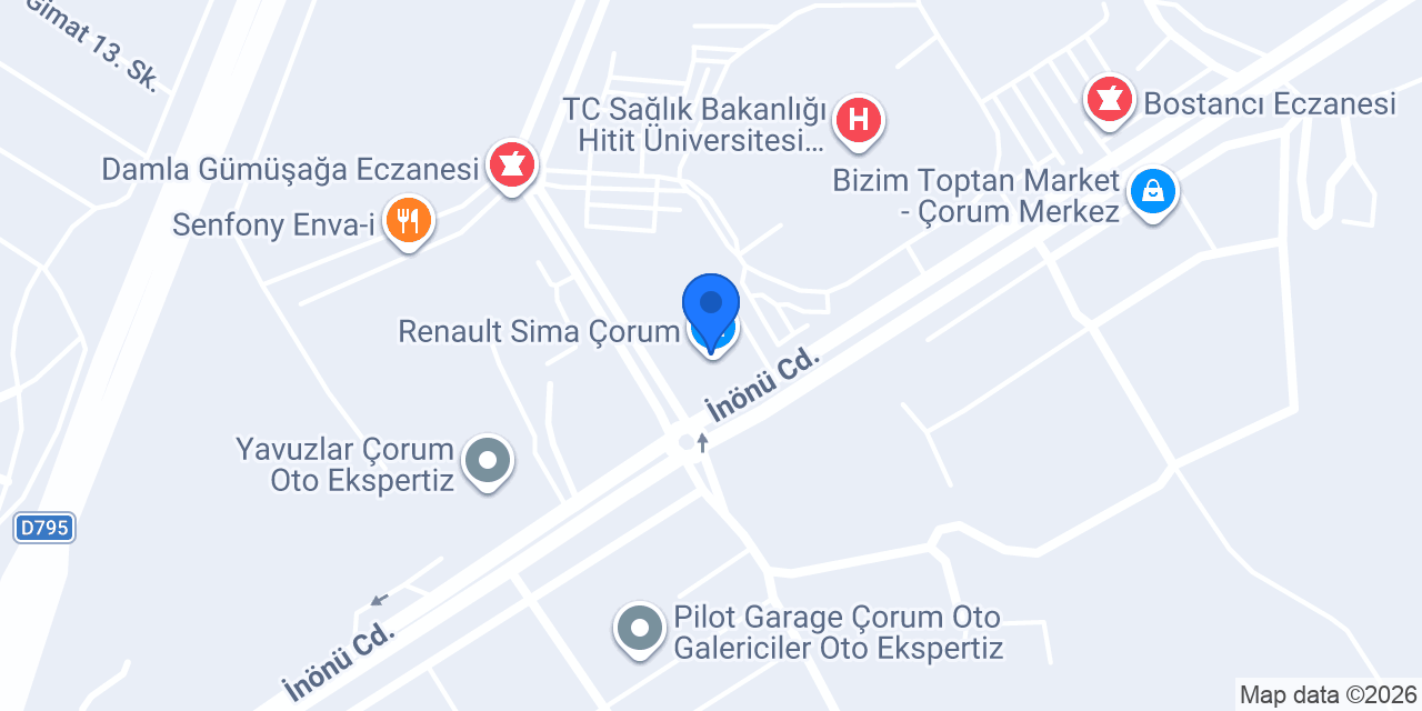 Renault Sima Çorum konumu
