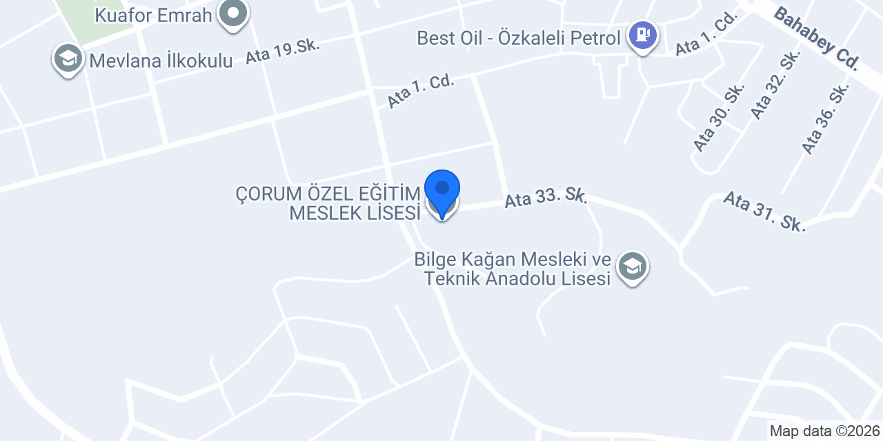 ÇORUM ÖZEL EĞİTİM MESLEK LİSESİ konumu