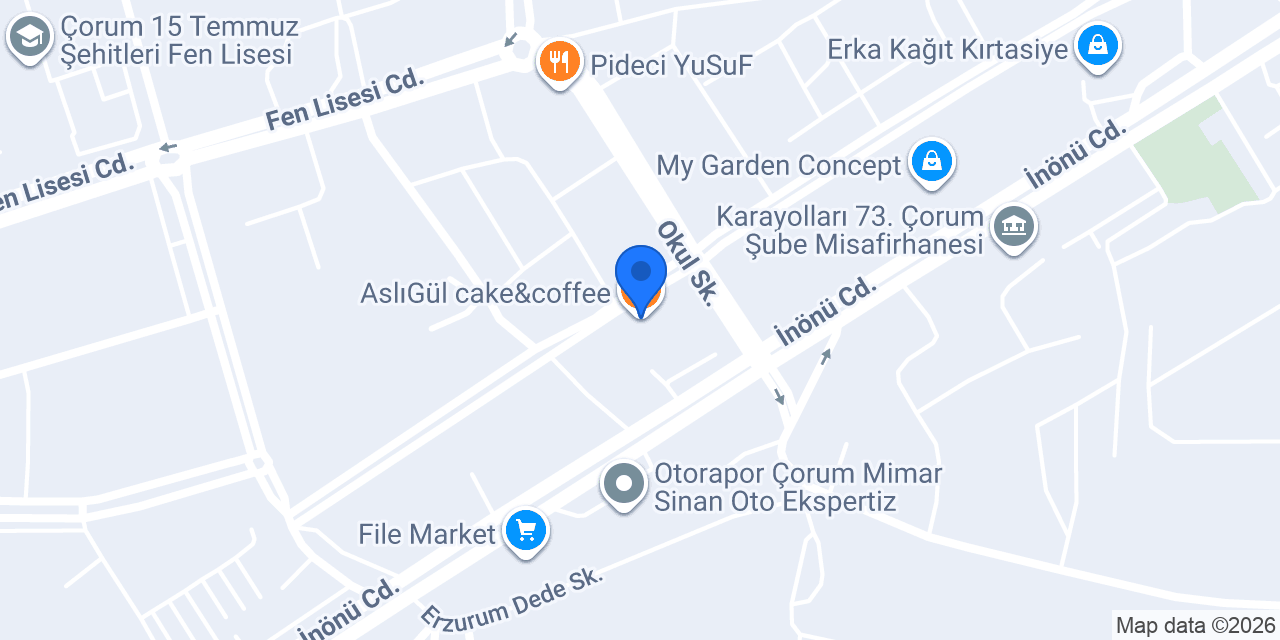 AslıGül cake&coffee konumu
