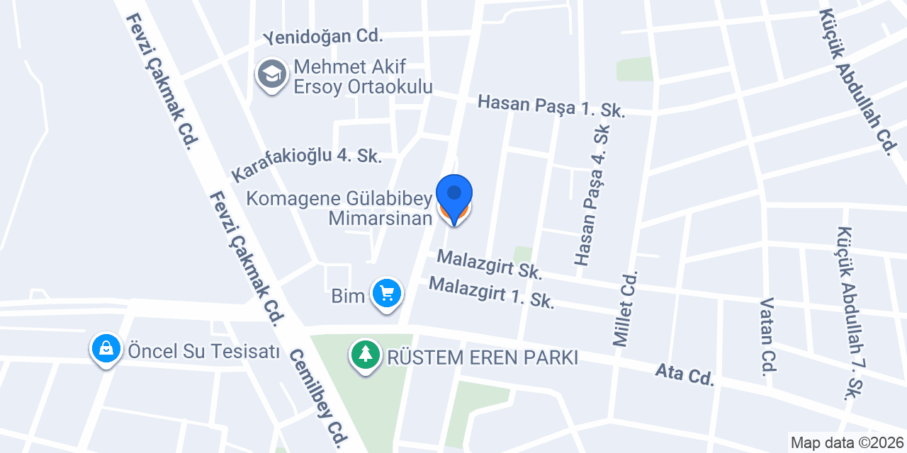 Komagene Gülabibey Mimarsinan konumu