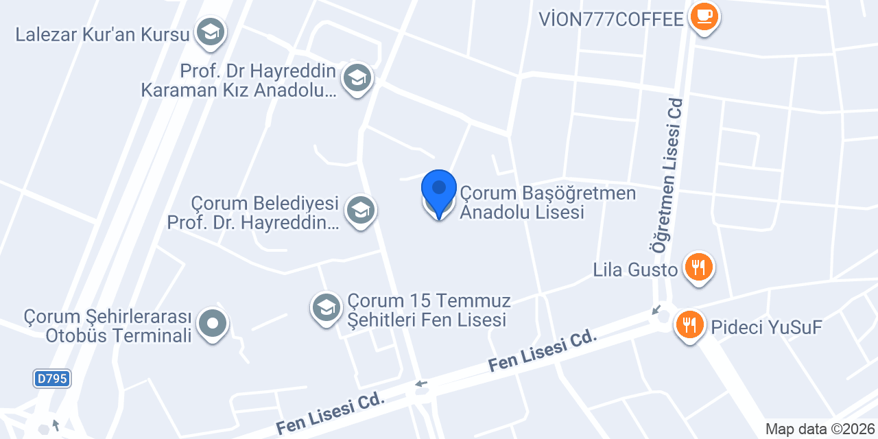 Çorum Başöğretmen Anadolu Lisesi konumu