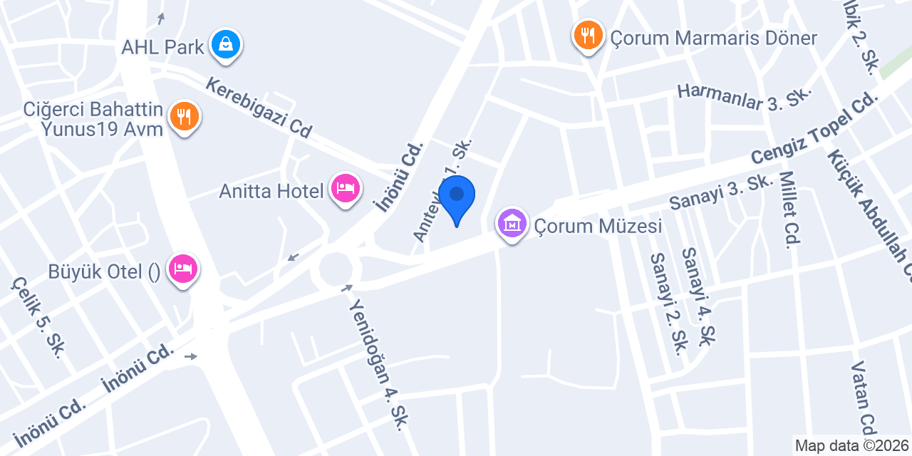 Çorum Mavi Otel konumu