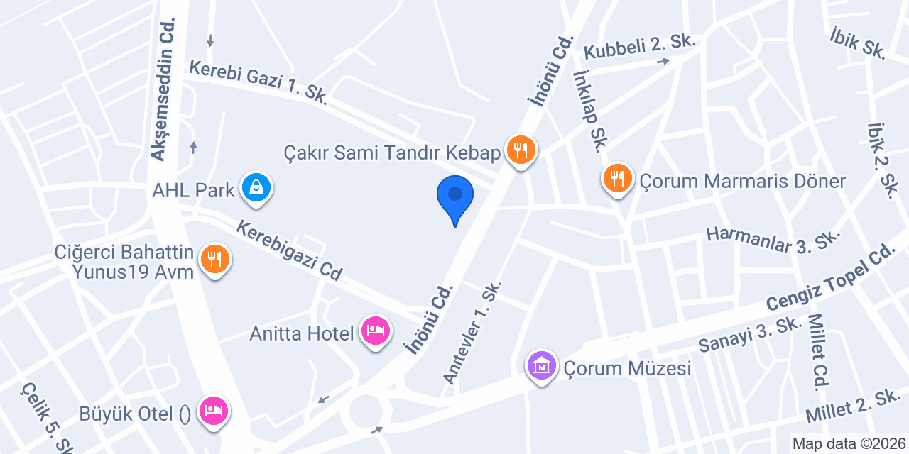 Çorum Orman işletme Müdürlüğü konumu