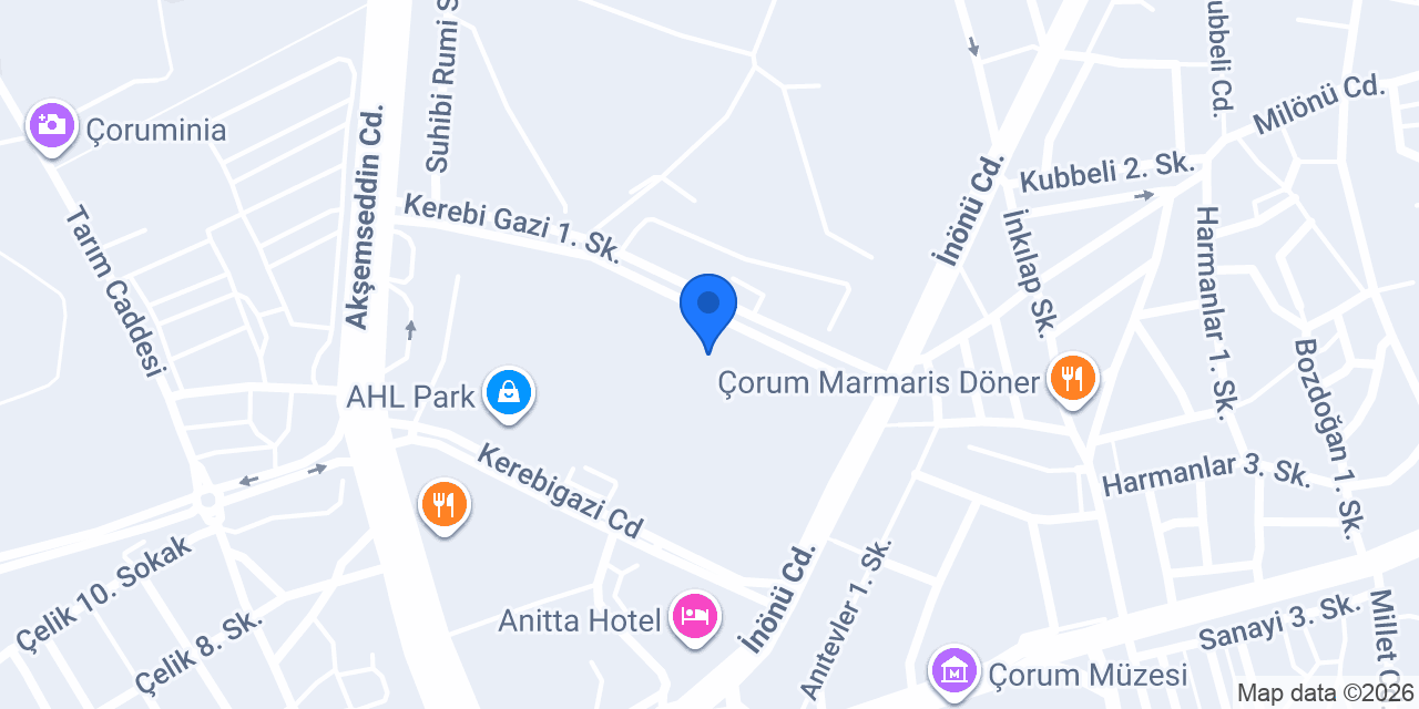 MADO Çorum Ahl Park Avm konumu