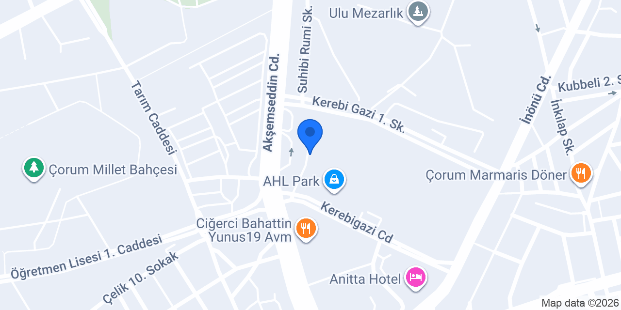 Bursa Kebap Evi Çorum Ahl Park Avm konumu