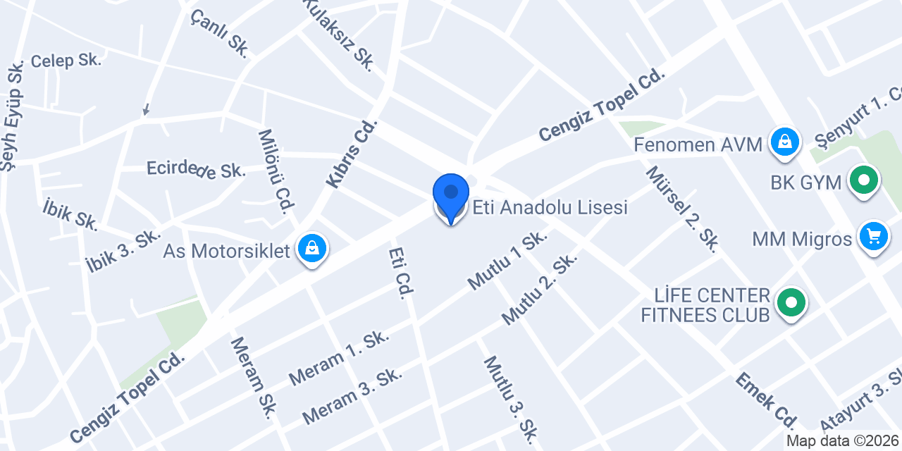 Eti Anadolu Lisesi konumu